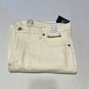 Abercrombie & Fitch Cream Straight Leg Jeans